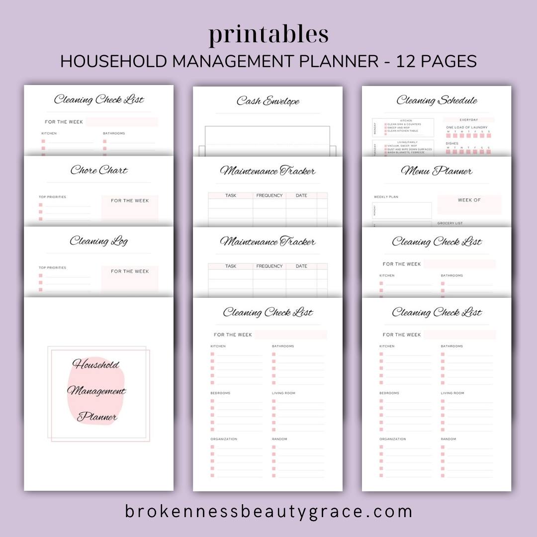 Household Essentials Checklist House Planner Home Management Household  Planner Household Management Planner Instant Download 