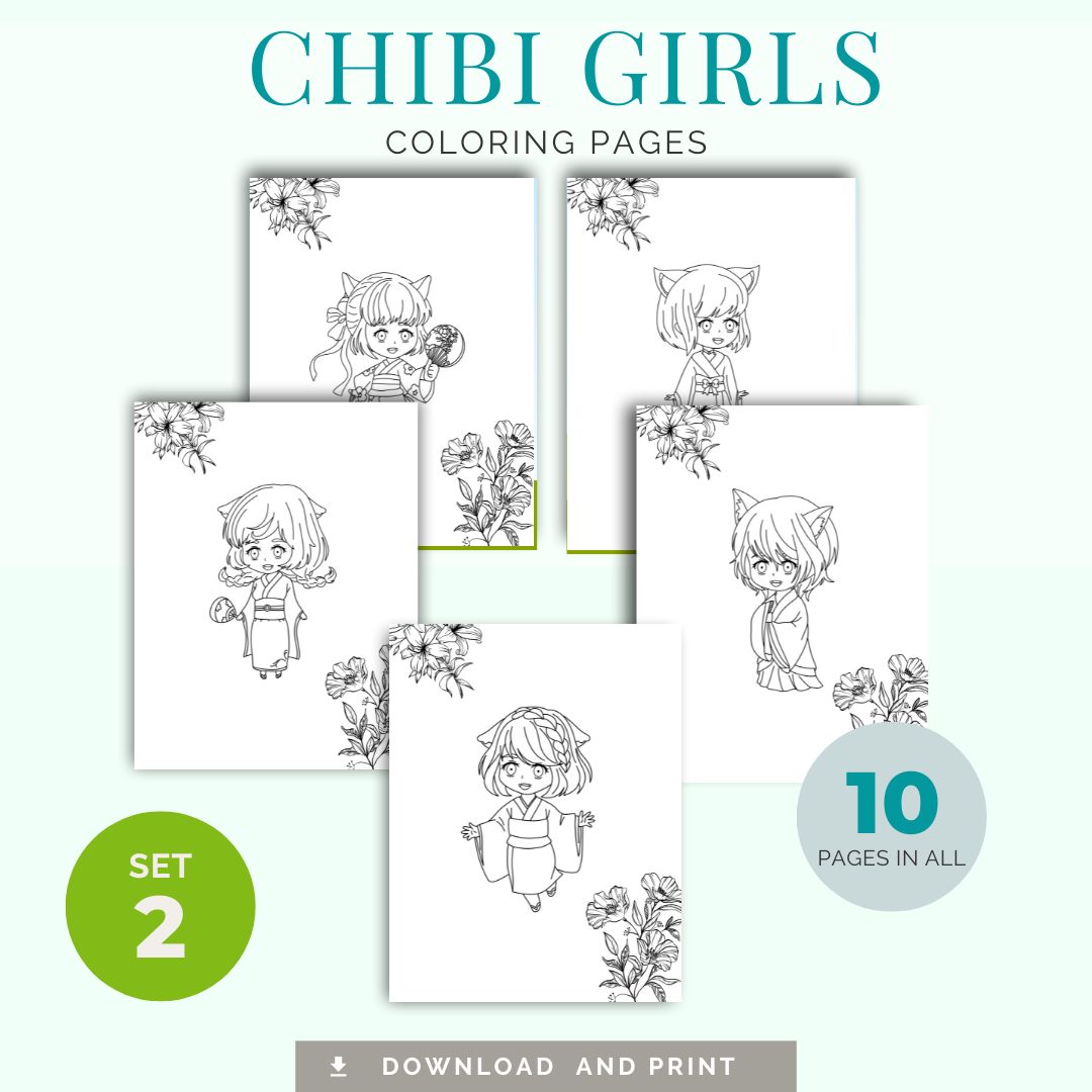 Chibi Girls Coloring Pages Set Two
